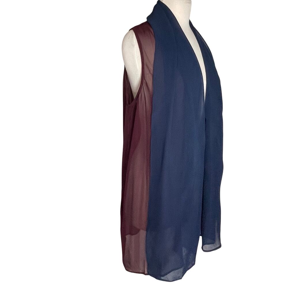 NWT WINTER SILKS Women’s Colorblocked Sleeveless Silk Shrug - Picture 3 of 4